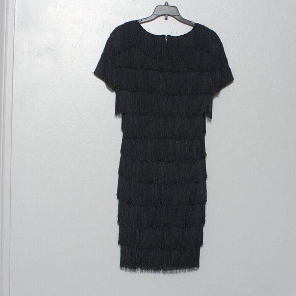 Roberta vintage fringe 1970s Black Short Sleeve Fringe Party Dress flapper - Picture 2 of 7